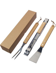 Set barbecue personnalisable en bois et acier inox "KAITLYN" | SIP19