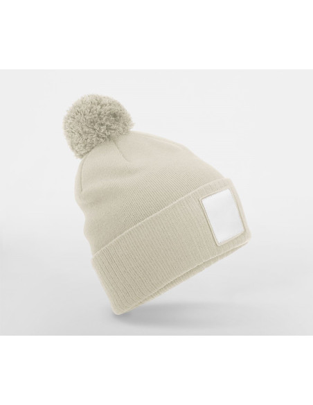 Bonnet personnalisable avec pompon et patch en RPET "LAGARD" | SIP19