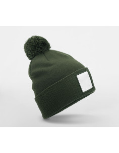 Bonnet personnalisable avec pompon et patch en RPET "LAGARD" | SIP19