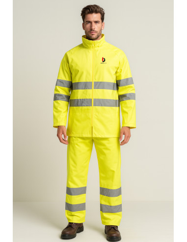 ENSEMBLE ANTI-PLUIE HAUTE VISIBILITÉ PERSONNALISABLE 130G "HI-VI RAINSET"
