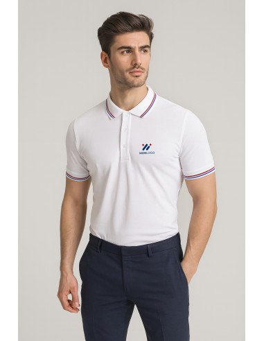 POLO UNISEXE PERSONNALISÉ AVEC DRAPEAU TRICOLORE COTON 210G "FRANCE"