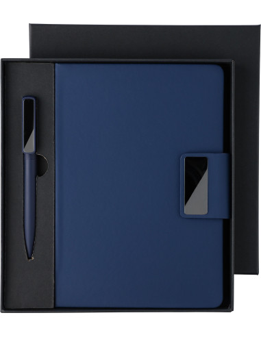 COFFRET CARNET ET STYLO À PERSONNALISER EN PU ET ALUMINIUM RECYCLÉ "ROAN"