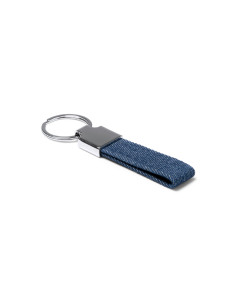 Porte-clés rectangulaire promotionnel en tissu denim "BRADY" | SIP19