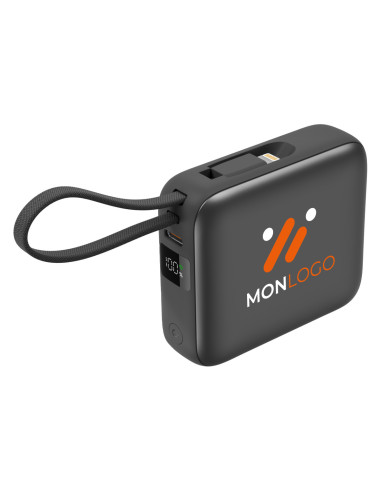 POWERBANK PERSONNALISÉ AVEC 2 CÂBLES 10000 MAH AKASHI "BUSHI"