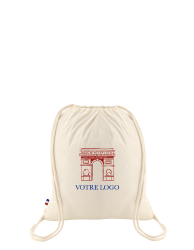 SAC À DOS CORDONS PERSONNALISABLE MADE IN FRANCE COTON 150G "ANGUS" 38x42cm