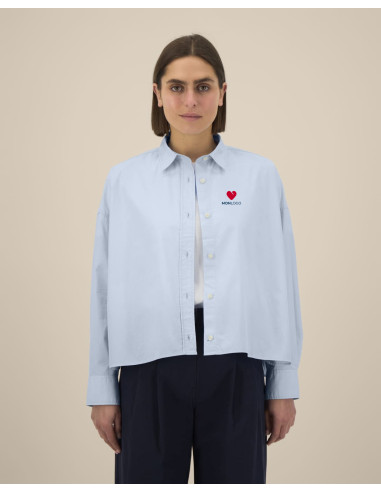 CHEMISE FEMME PERSONNALISABLE COUPE BOXY EN COTON BIO 130G "HARPER"