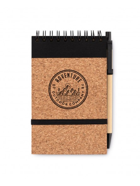 CARNET A6 EN LIÈGE AVEC STYLO À	 PERSONNALISER  "SONORA"