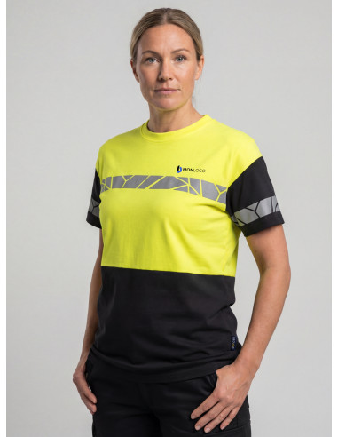 T-SHIRT PERSONNALISÉ FEMME EN COTON BIO ET RPET 180G VISIBILITÉ RENFORCÉE "CARVEY"