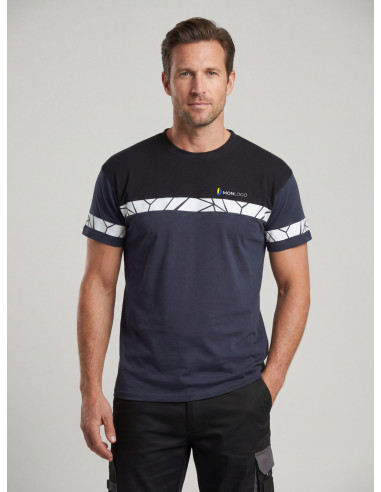 T-SHIRT PERSONNALISABLE HOMME EN COTON BIO ET RPET 180G VISIBILITÉ RENFORCÉE "CARVEY"