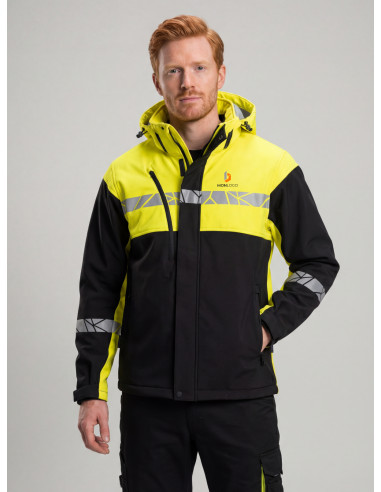 SOFTSHELL HOMME PERSONNALISABLE EN RPET 280G VISIBILITÉ RENFORCÉE "RIBANE"