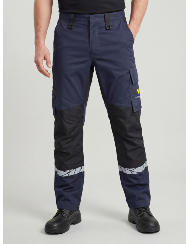 PANTALON DE TRAVAIL HOMME PERSONNALISABLE EN RPET 245G VISIBILITÉ RENFORCÉE "CARESO"