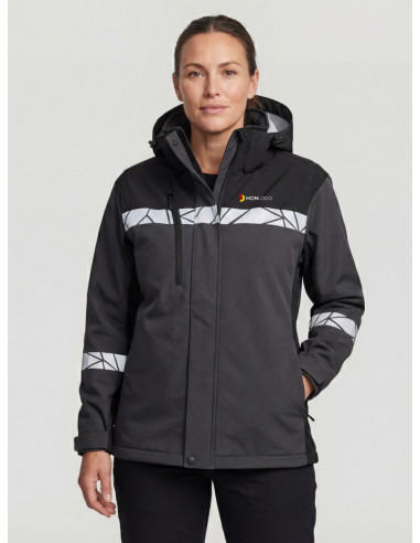 SOFTSHELL FEMME PERSONNALISABLE EN RPET 280G VISIBILITÉ RENFORCÉE "RIBANE"