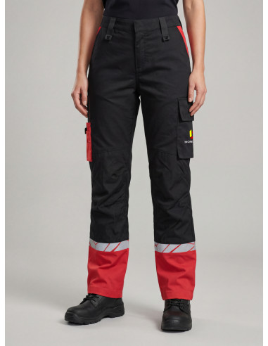 PANTALON DE TRAVAIL FEMME PERSONNALISABLE EN RPET 245G VISIBILITÉ RENFORCÉE "CARESO"
