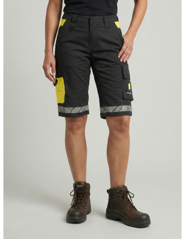 SHORT DE TRAVAIL FEMME PERSONNALISÉ EN RPET ET COTON BIO 245G VISIBILITÉ RENFORCÉE "MARPEL"