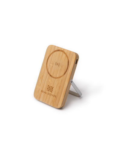 POWERBANK PERSONNALISÉ EN BAMBOU ET ALUMINIUM RECYCLÉ 5000 MAH "YOKAS"