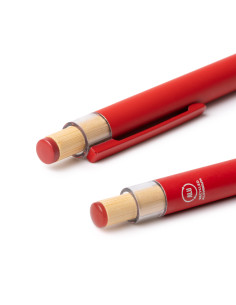 Stylo en aluminium recyclé personnalisé avec poussoir bambou "KEAN" | SIP19
