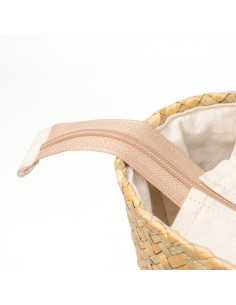 Sac à main personnalisable paille & coton avec zip "MIYAKO" | SIP19