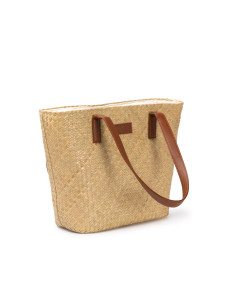 Sac à main personnalisable paille & coton avec zip "MIYAKO" | SIP19