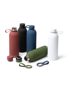 Bouteille isotherme personnalisable 500ml inox recyclé soft-touch "SIVAS" | SIP19