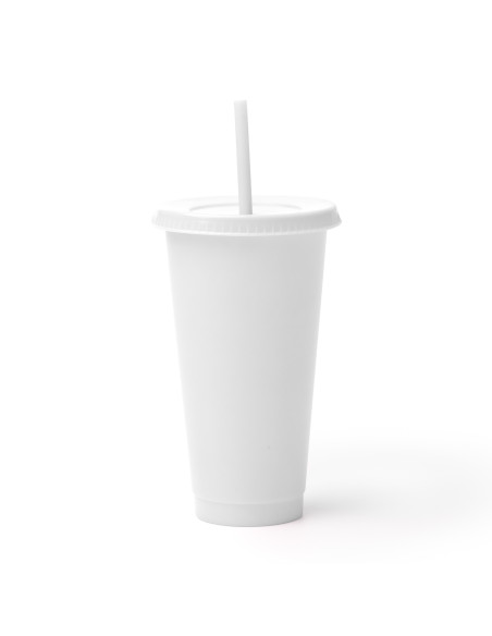 Tasse personnalisable en PP recyclé 710ml avec paille "BAKY" | SIP19