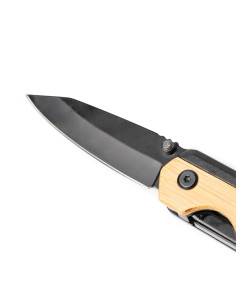 Couteau multifonction personnalisable inox & bambou avec clip "ROLDI" | SIP19