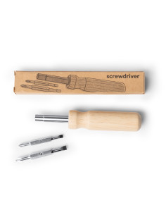 Tournevis personnalisable inox & bois avec embouts "YADOR" | SIP19