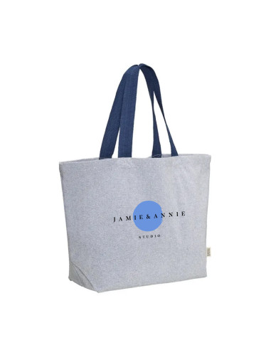 SAC DE PLAGE PERSONNALISÉ EN COTON RECYCLÉ 360G "SANTA BARBARA" 57x39x18cm