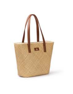 Sac à main personnalisable paille & coton avec zip "MIYAKO" | SIP19