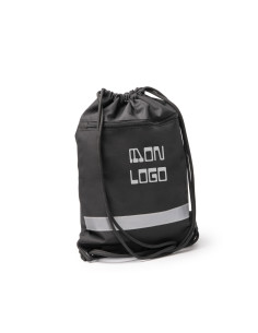 Sac à dos cordelettes personnalisé en rPET avec poche zippée "LUCIO" | SIP19