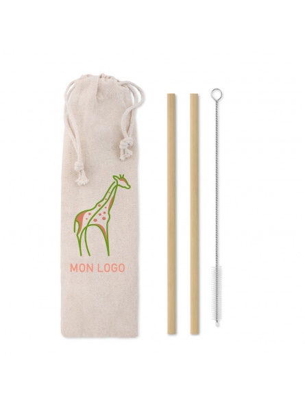 PAILLES PERSONNALISÉE EN BAMBOU "NATURAL STRAW"