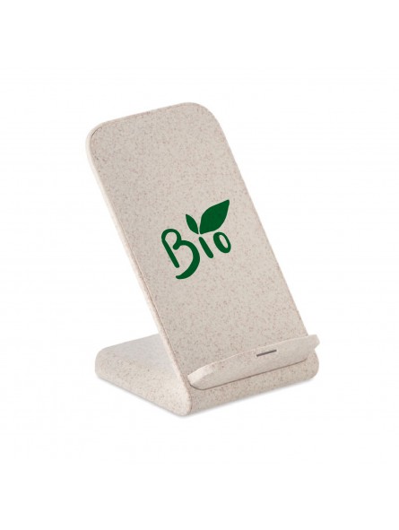 SUPPORT TÉLÉPHONE ET CHARGEUR SANS FIL PERSONNALISABLE EN PAILLE DE BLÉ "LAYABACK"