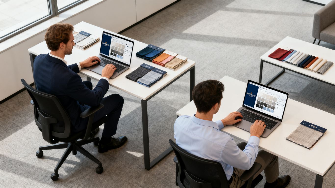 Solution approvisionnement réseau franchise agences — Deux profils commandant sur une boutique réseau