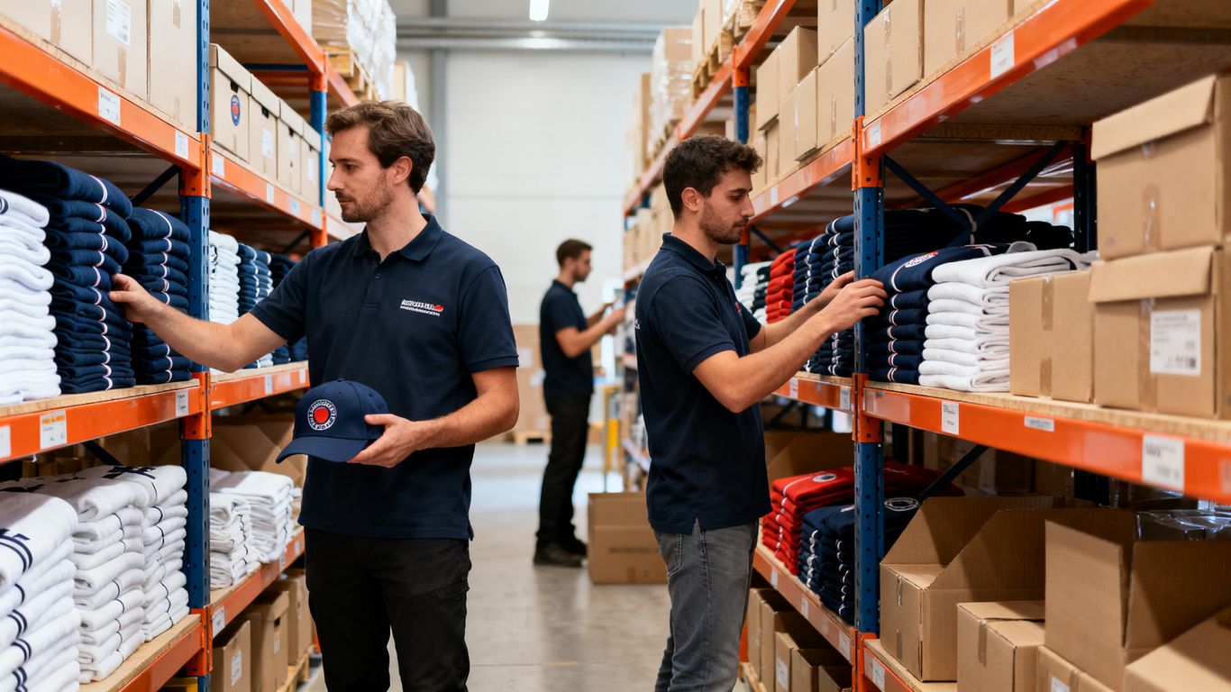 Internaliser ou externaliser approvisionnement goodies — Équipe préparant des commandes de goodies