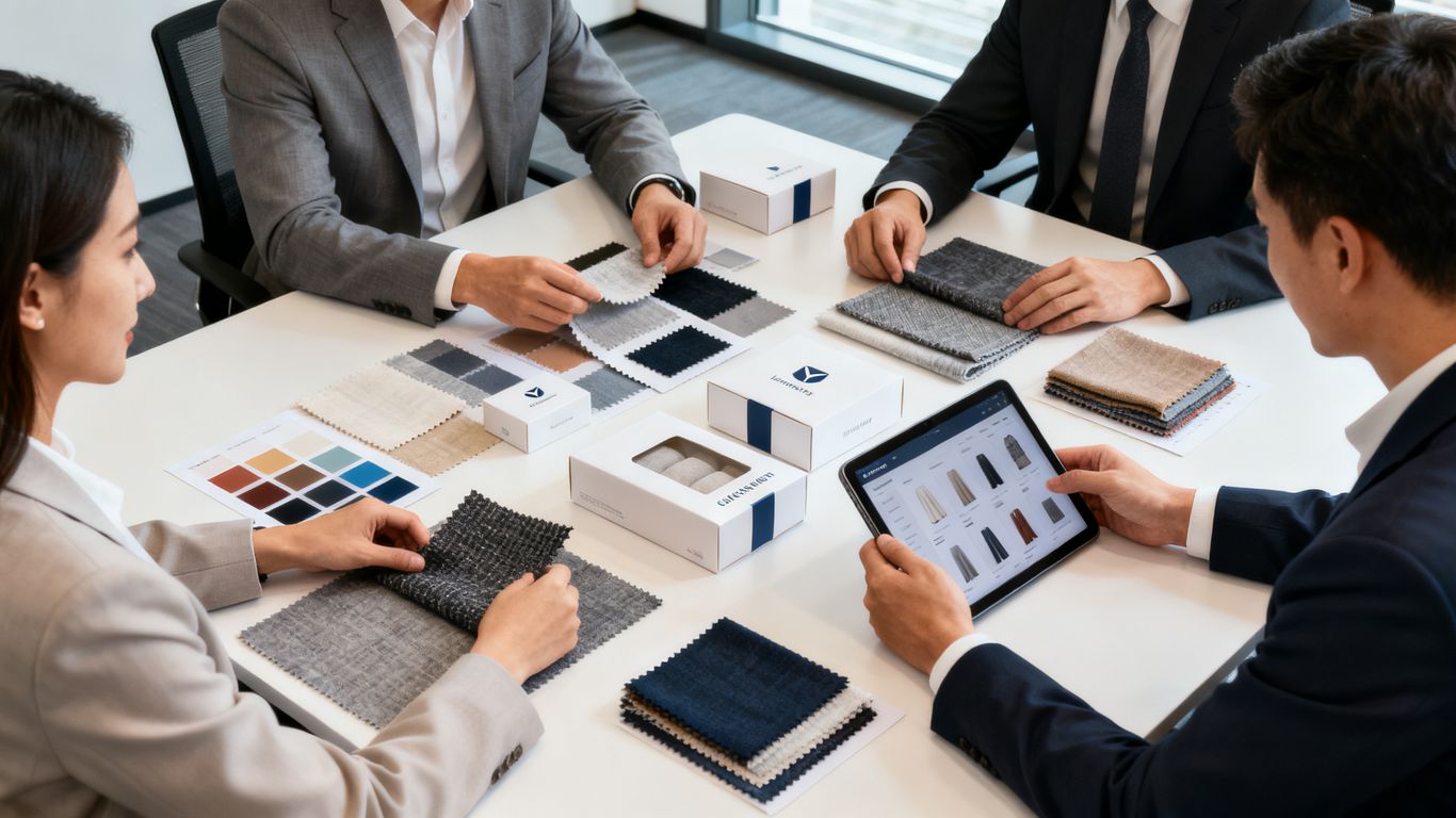 Équipe réseau validant un catalogue de produits