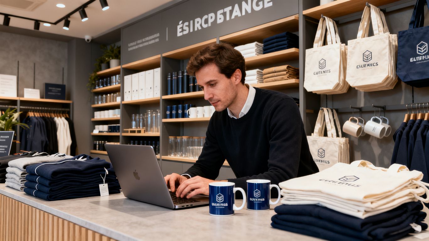 Maverick buying franchise — Franchisé consultant une boutique de goodies