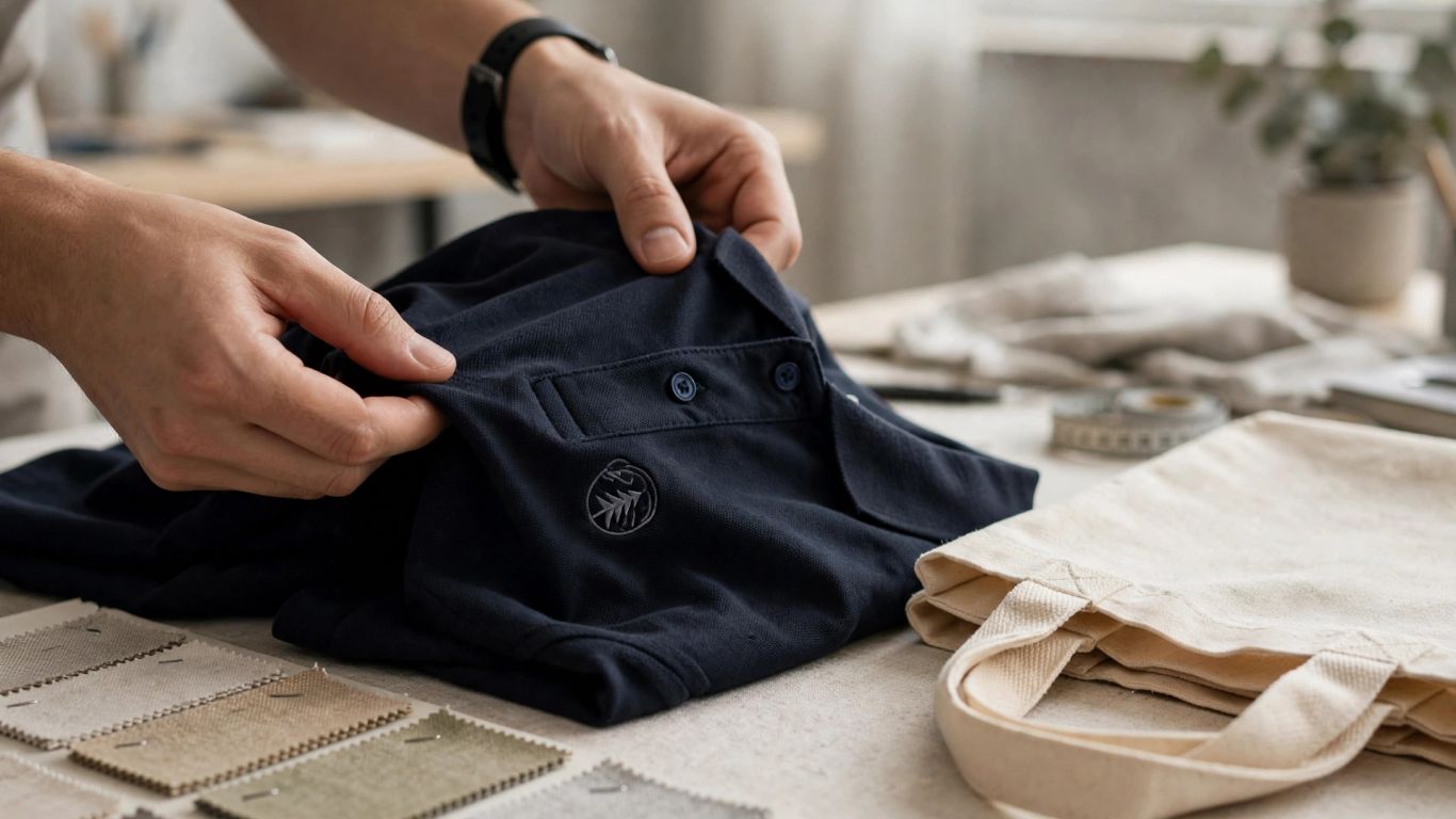 Responsable vérifiant des marquages textiles