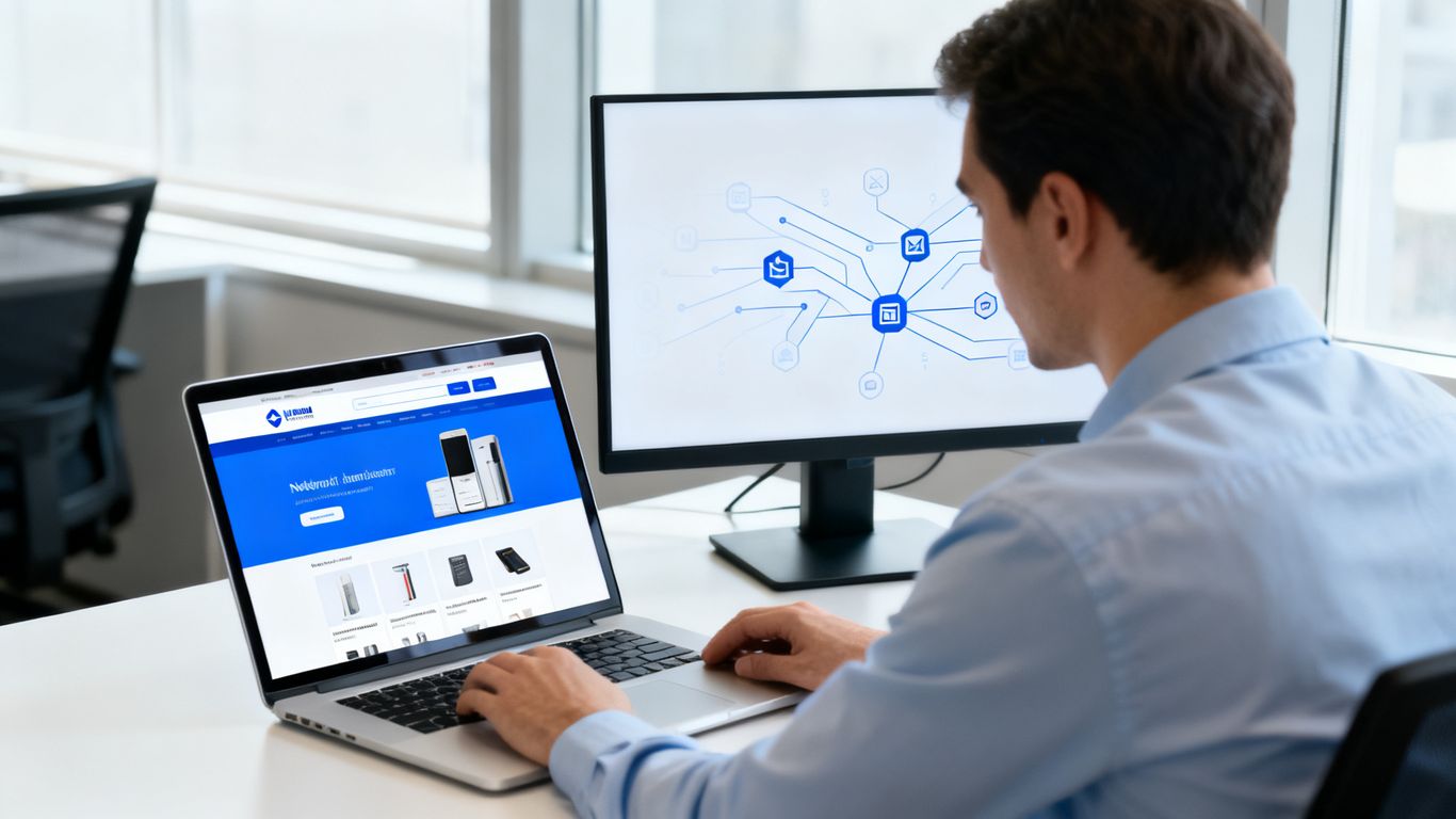 Boutique intégrée vs connectée — Vue d’un site e-commerce connecté à une plateforme réseau